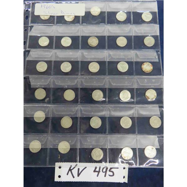(30) 1960 Silver Dimes