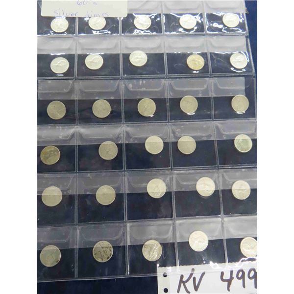 (30) 1960s Silver Dimes