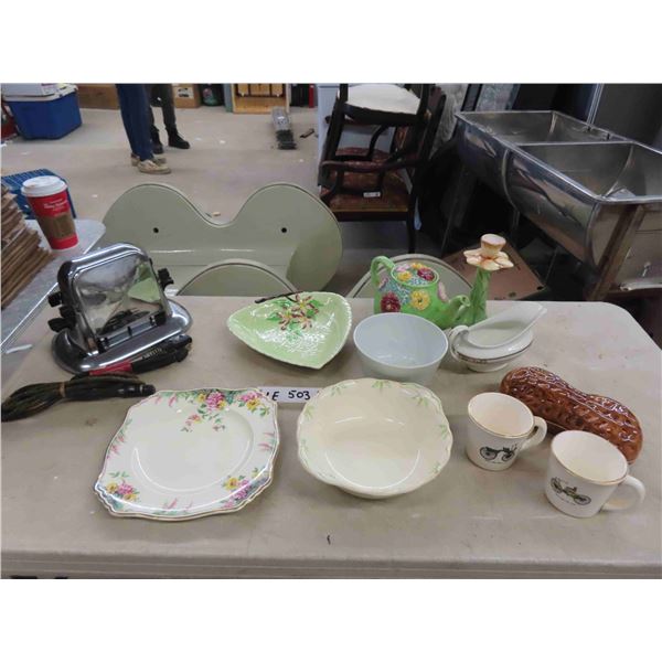 Vintage Toaster, Tea Pot, Serving Plates, Bowls, plus more