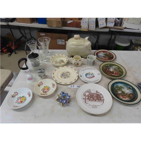 Various Decorative Plates, Vases, Bunnykins & Piggy Cookie Jar, plus more
