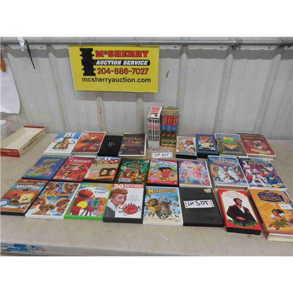 15 VHS & 13 DVDs