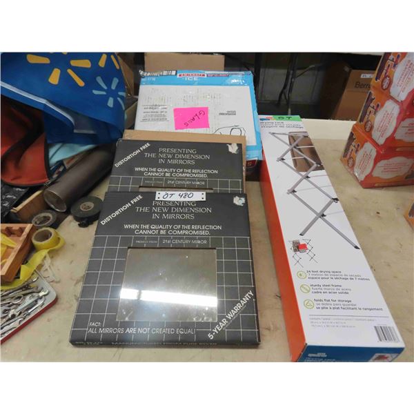 Drying Rack - New & 3 Boxes of Mirror Tiles