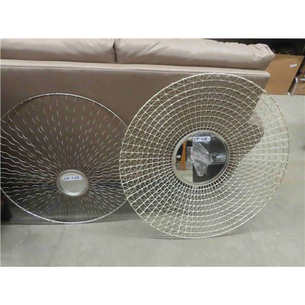 2 Modern Metal Framed Mirrors ; 34" wide & 27" Wide