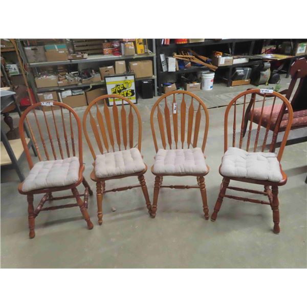 4 Wooden Modern Chairs - 2 Styles but Close in Style - with Removable Cushions