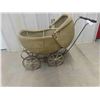 Image 1 : Very Old Baby Carriage with Wicker + Wood Spoked Rims - Good Condition 