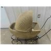 Image 3 : Very Old Baby Carriage with Wicker + Wood Spoked Rims - Good Condition 