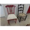 Image 1 : 2 Chairs ; (1) Tapestry Seat & (1) Ladder Back Hide Lace Seat