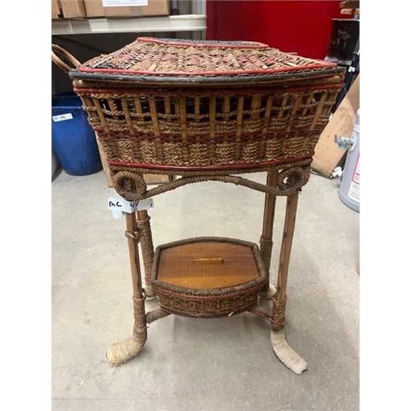 Wicker Stand - maybe Sewing stand? 12" x 15" x 27"