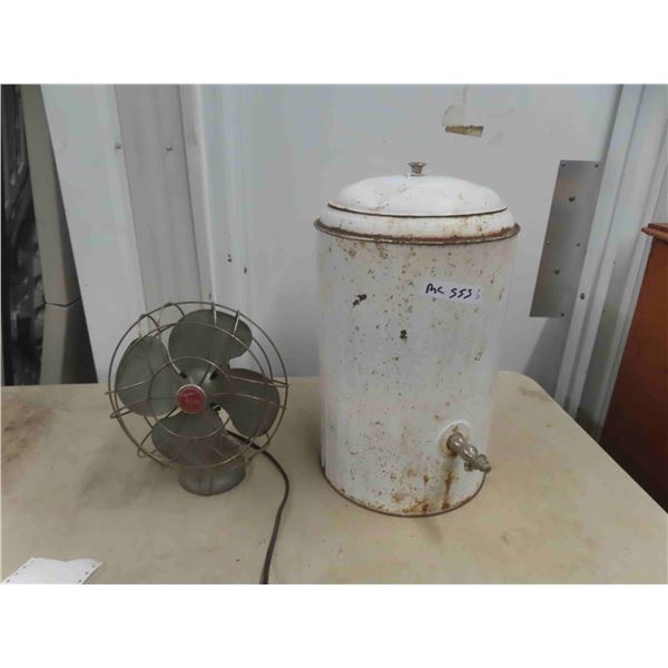 Enamel Water Cooler 12" x 20" & Torcan 11" Fan