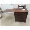 Image 1 : Treadle Sewing Machine, Oak Cabinet 18" x 26" x 31"