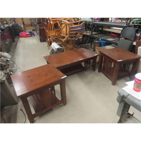 Coffee Table 19" x 30" x 50" & 2 End Tables 24" x 24" x 28"