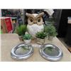 Image 1 : Artificial Plants, Owl Statue, 2 Mirrors