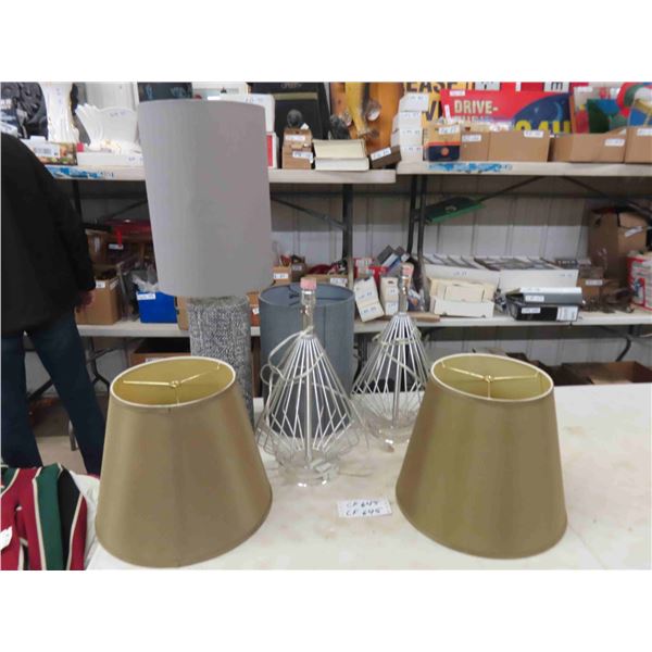 3 Lamps - 2 Without Bracket for Shade & 1 Extra Lamp Shade