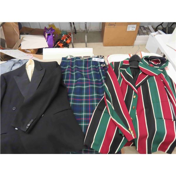 Plaid Kilt, 2pc Suit with Shirt, Jacket & Cap