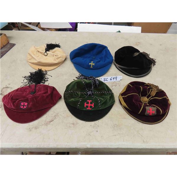 6 European Pleated Caps - Velvet