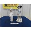 Image 1 : 2 pcs Lladro; Girl with Duck  11" Tall & Girl with Pigtails 9" tall