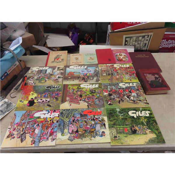 Childrens' Books Including ; Giles, Alice in Wonderland, plus more