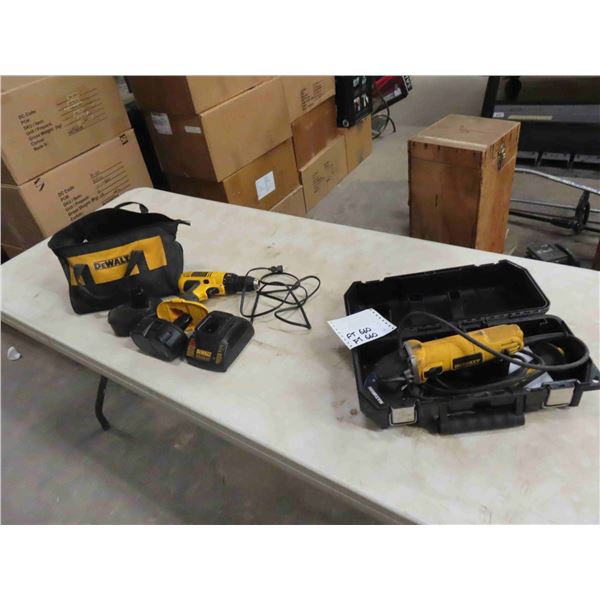 DeWalt Power Angle Grinder 7Amp & DeWalt 1/2" Drill 18V 2 Battery, Charger, Case