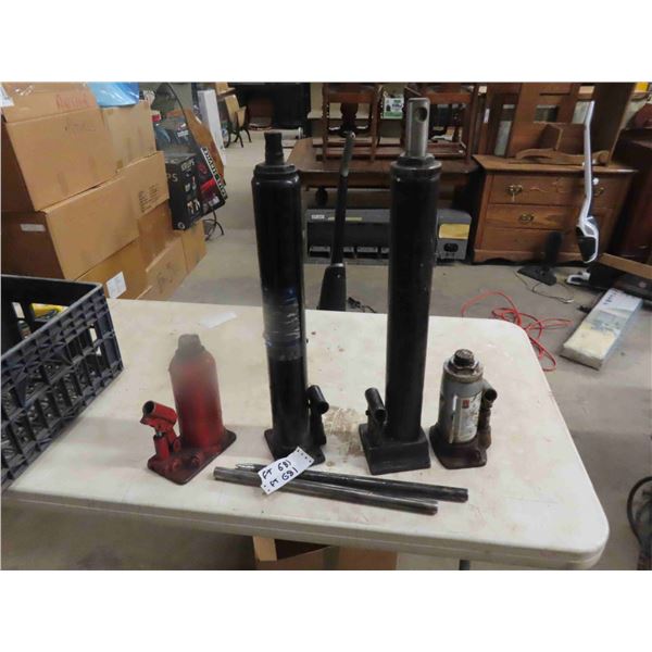 (2) 3Ton Long Stroke Hydraulic Jacks & 2 Hydraulic Bottle Jacks - 8Ton