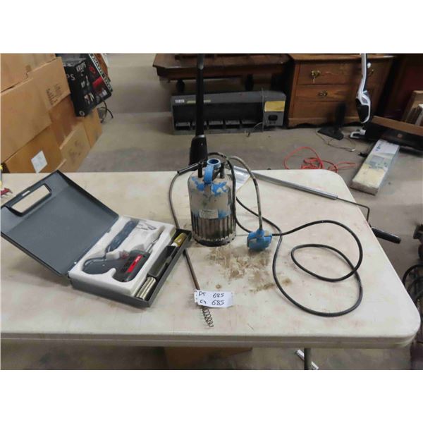 Soldering Gun, Submersible Fotec 4 HP, 3/8" x 3' Household Toilet Auger, Iron