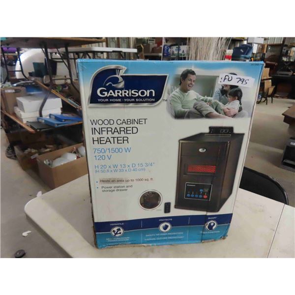 New Garrison Infrared 1500Watt Heater in Wooden Cabinet