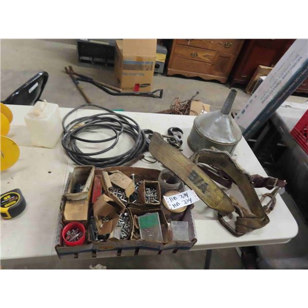Hardware ; Screws, Bolts, Tow Hooks, Air Hose, Funnel, Battery Acid, Lift Sling, 