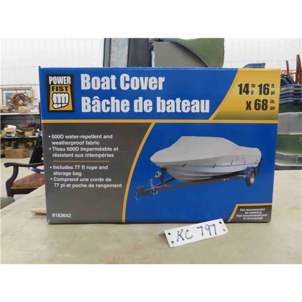 Boat Cover 14 - 16 by 68" - New 