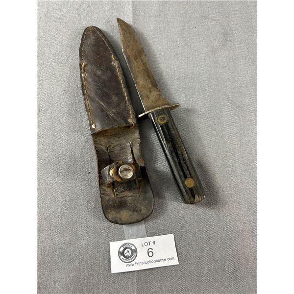 Vintage Knife In Leather Sheath