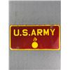 Image 1 : Vintage Red Porcelain US Army License Plate