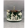 Image 1 : Antique Green Jasperware Trinket Box - Goddess & Cherub Scene