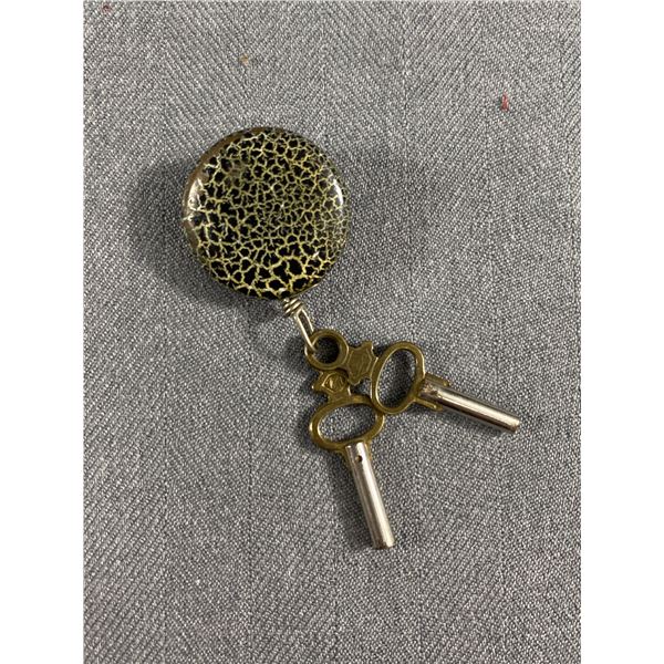 Antique 1910 Ketcham & McDougall Retractable Chain Brooch/ Keys For Pocket Watch USA