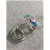 Image 2 : Sterling  Silver 925 Opal Inlay & Amethyst, Omega Back Earrings 6.1 Grams - Marked & Tested