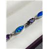Image 2 : Vintage Quality 925 Sterling Silver Claw & Bezel Set Amethyst & Opal Inlay Tennis Bracelet 10.5 gr. 