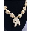 Image 2 : Hand Carved Bone, Elephant Design Necklace w/ Original Clasp