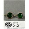 Image 2 : 18 Kt Gold Earrings w/ Green Stone ( Emerald?) From Italy