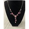 Image 2 : Roses & Pink Rhinestone Choker Necklace & Metal Bracelet w/ Rhinestone Crosses