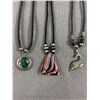 Image 2 : 3 Black Cord Chains w/ Pendants, All In Good Condition