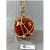 Image 2 : Hard to Find Orange/Amber Glass Fishnet Float from Japan.Approx 5 " Diameter. Very Nice