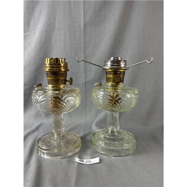 2 Aladdin Washington Drape Oil Lamps - 1 w/ Spider, 1 Model B Burner