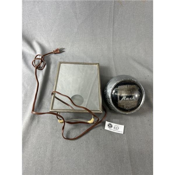 Vintage Nash Car Part & Portable Electric Mirrored Lamp