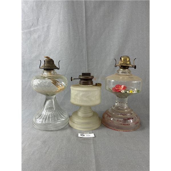 Lot of 3 Vintage Oil Lamp Bases
