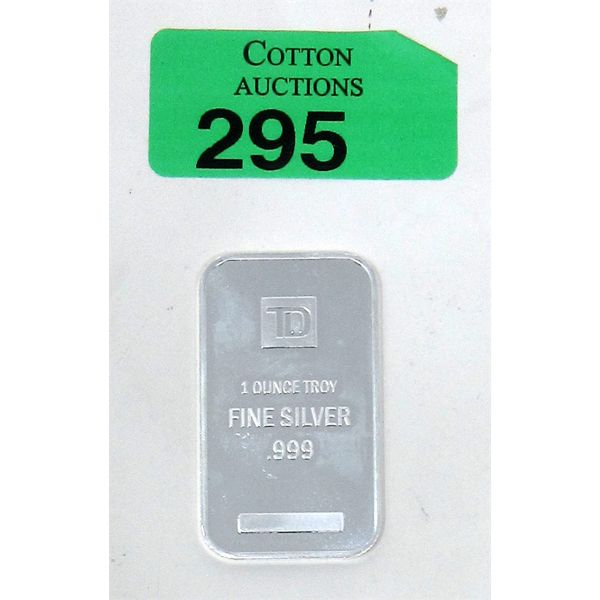 1 Oz .999 Silver TD Bank Investor Bar 