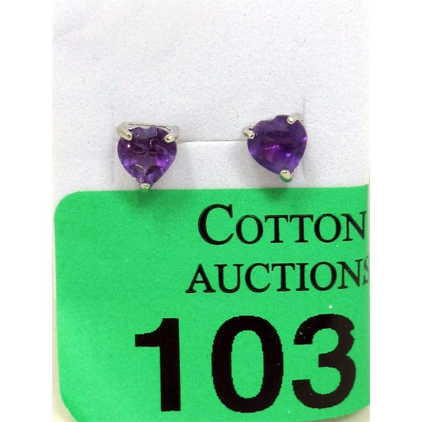 New 1.35 CT Amethyst Sterling Silver Earrings