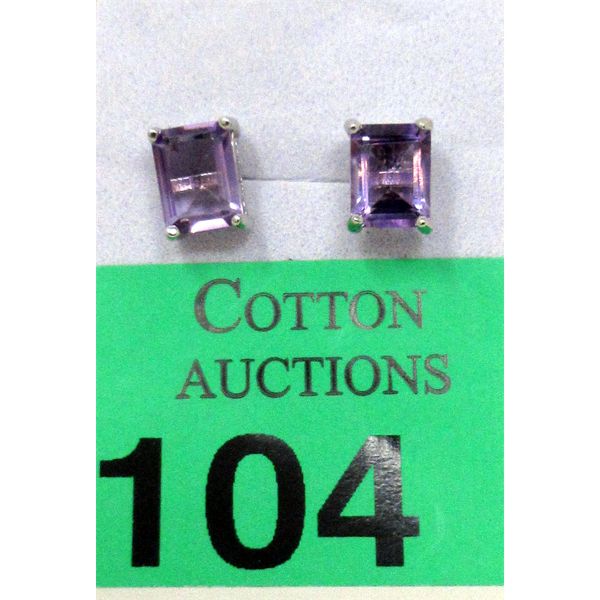 New 2 CT Amethyst Sterling Silver Earrings