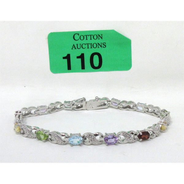 Multi Gemstone & Diamond Tennis Bracelet 