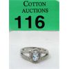 Image 1 : Blue Topaz & Diamond Sterling Silver Solitaire Ring 