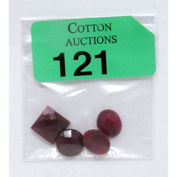 1 Square Cut & 3 Oval Ruby Gemstones - 29 CTW