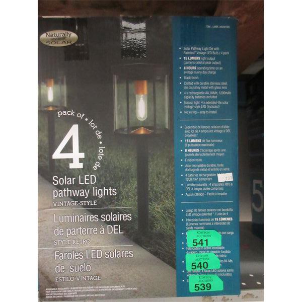 Set of 4 Vintage Style LED Solar Pathway Lights