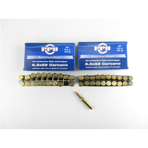 PPU 6.5X52MM CARCANO AMMO LOT