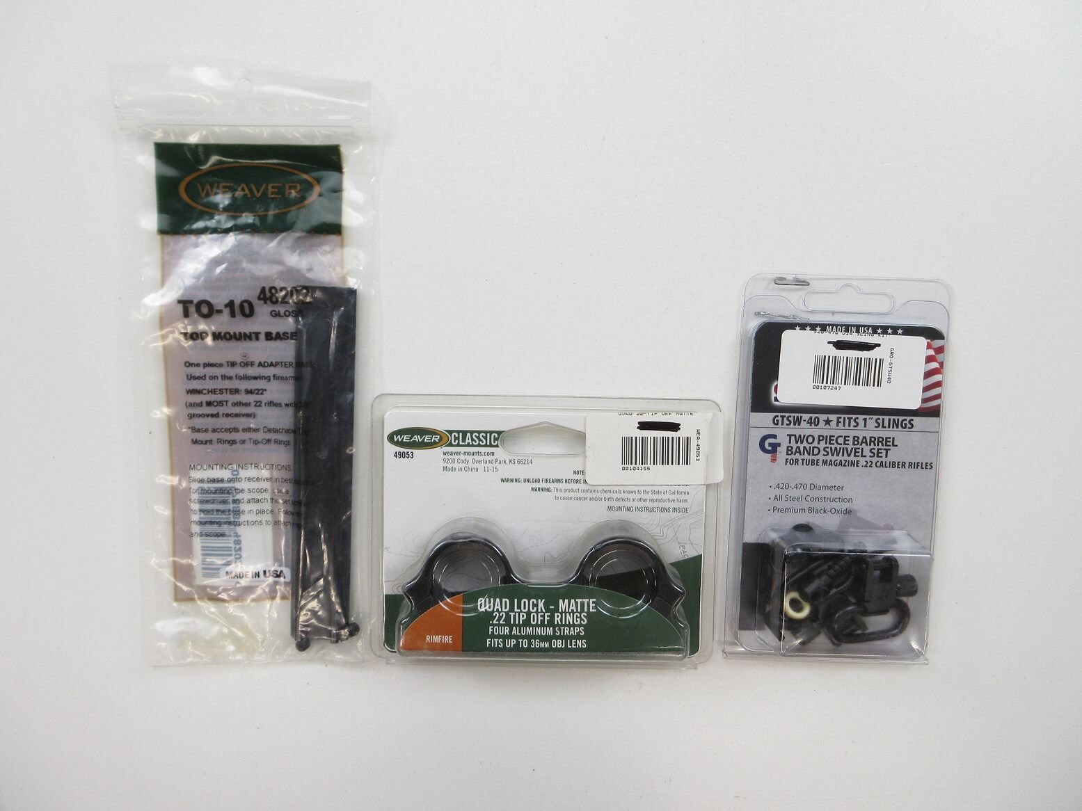WEAVER .22 TIP OFF SCOPE RINGS WITH BASE & SWIVELS